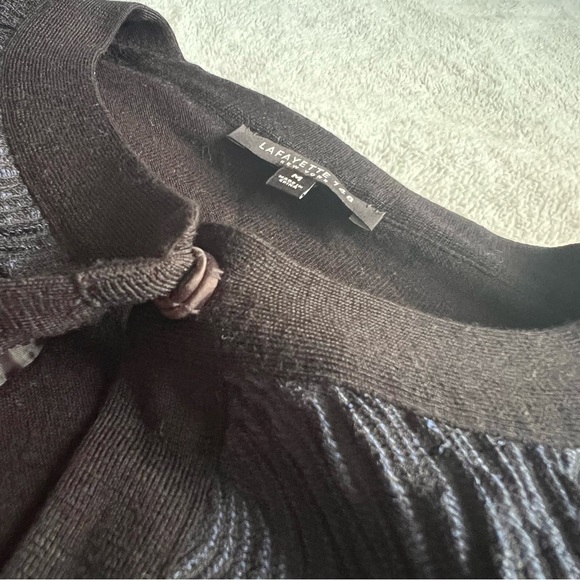 Lafayette 148 Wool Metallic Jacquard Knit Floral Cardigan Jacket Topper Medium - Picture 6 of 12